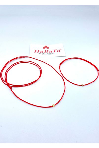 Concept HuBuTU Red Minimal Rope Necklace and Bracelet Set - Luck