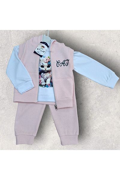 Tosyalı Burak Bebe Long Sleeve Waffle Children's Seasonal Set - T-shirt and Trousers