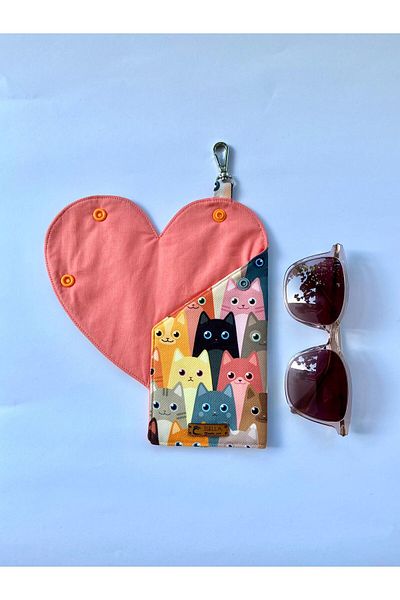 İsella Cute Cats Pattern - Heart Glasses Case