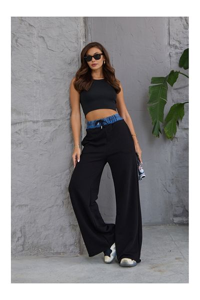 Elif Özbey Butik Jean Detailed Black Trousers