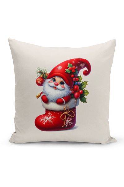 Bertille Home New Year Series - Double Sided Digital Printed 8-Piece Throw Pillow Cover Set (Christmas Christmas Pillow Cover)