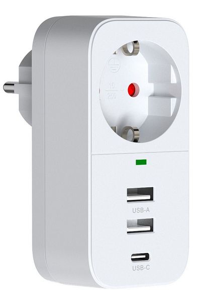 Vetech Smart Socket with Current Protection 2 USB Inputs + 1 TYPE-C Input Socket