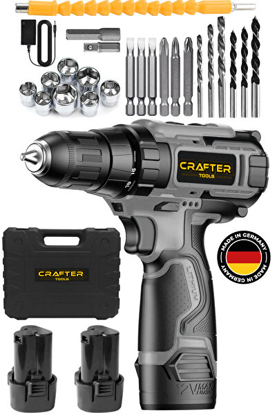 CRAFTERTOOLS Germany 24V 5Ah Metal Şanzuman 24 Parça Setli Çift Bataryalı Şar...