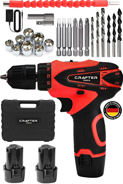 CRAFTERTOOLS Germany 24V 5Ah Metal Şanzıman 24 Parça Çift Akülü Vidalama Şarj...