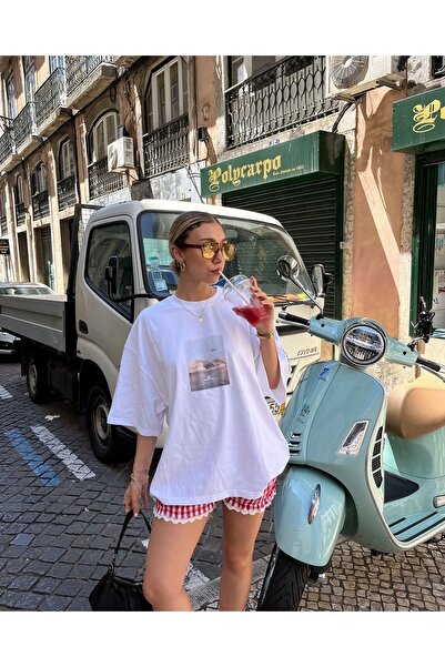 Jose Clothing Amalfi Serisi Beyaz Organik Pamuk Oversize Kesim Kısa Kollu T-s...