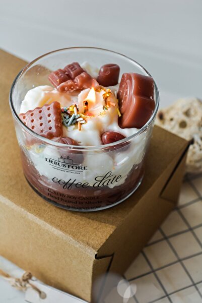 ersustore Kakao Kokulu Aromaterapi Kahve Parçacıklı Hediyelik Cupcake Mum