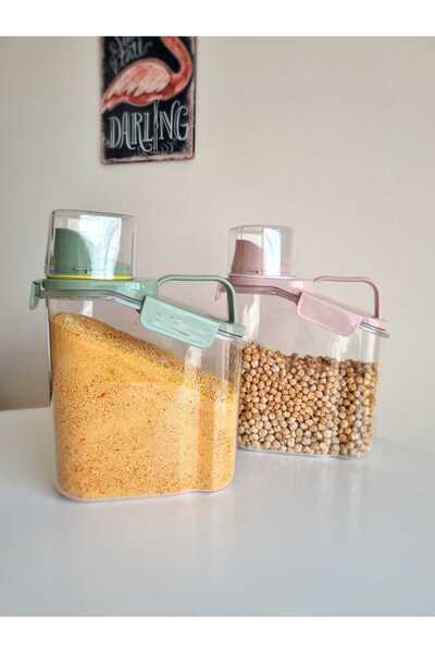 Panoramas Home Çok Fonksiyonlu 2li Ölçü Kapaklı Saklama Kabı Deterjanlık Erzak Bakliyat Saklama Kabı
