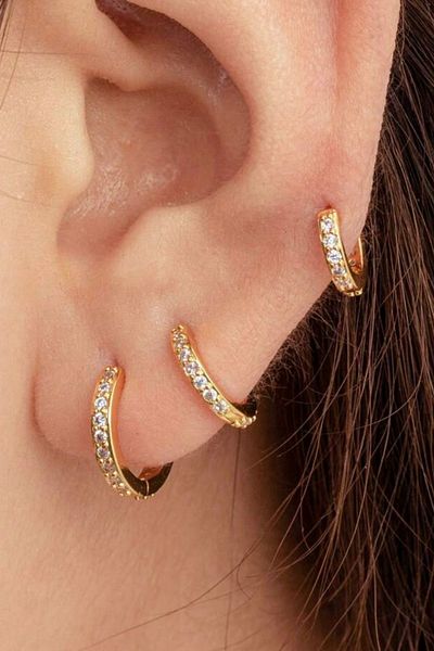 Doa Gold Ring Piercing with Stones 316L Surgical Steel