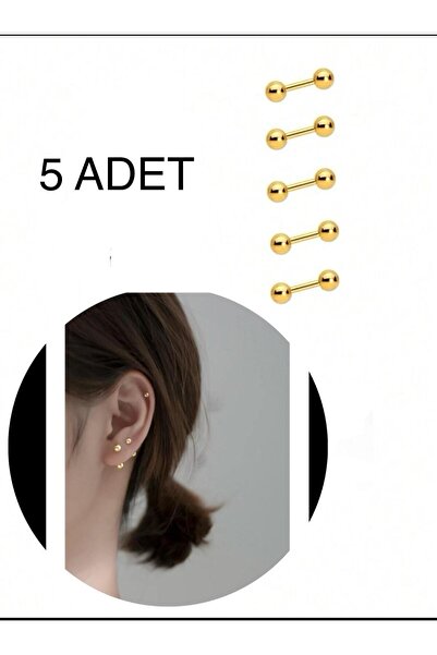 Arescollection 5 ADET İKİ UCU TOP  PİERCİNG KÜPE