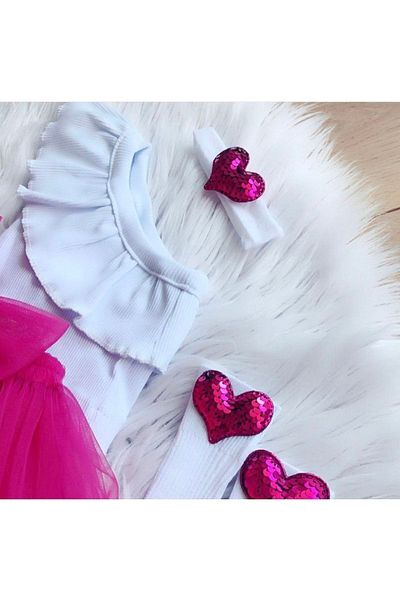 Kokosh kidss Girl's Fuchsia Color Tutu Skirt Crop Top, Bandana and Socks Set