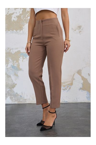 Elif Özbey Butik Light Brown Carrot Trousers - Collet Detailed