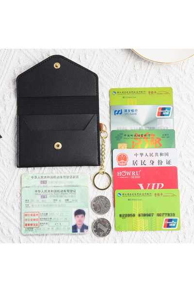 Defnella Double Compartment Credit Card Holder Wallet with Keychain