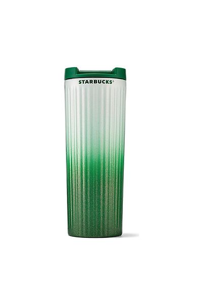 Starbucks ® White-green Transitional Double Lid Steel Thermos 473 ml