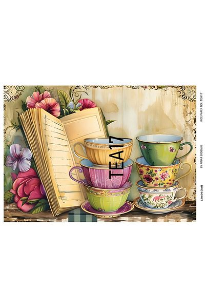 LİNEART Brass Patterned Lineart Decopage Paper - La-Tea17