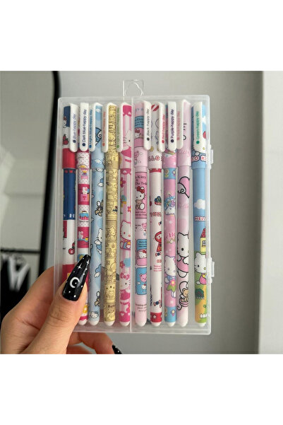 hediyesahibi Hello Kitty Jel Renkli Tükenmez Kalem Seti 10'lu Arkadaşa Hediye