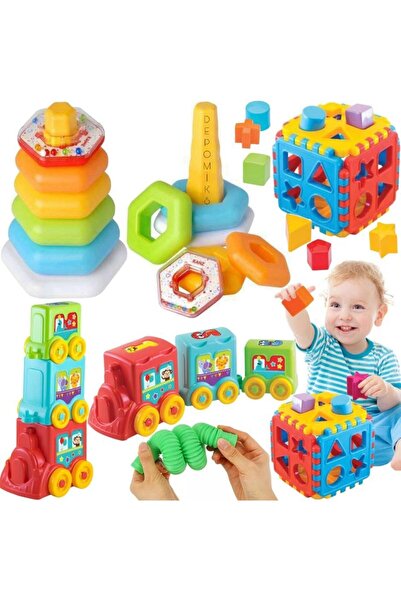 OyuncakZade أنبوب البوب هدية - حلقات خشخشة، قطار نشاط ممتع ولعبة ألغاز تعليمية