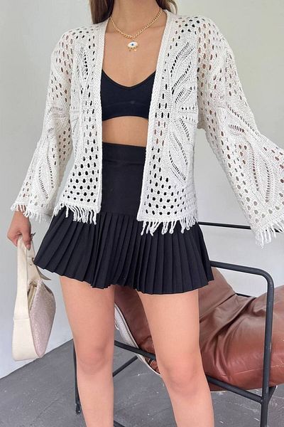 Noa Noa Tasseled Short Cardigan