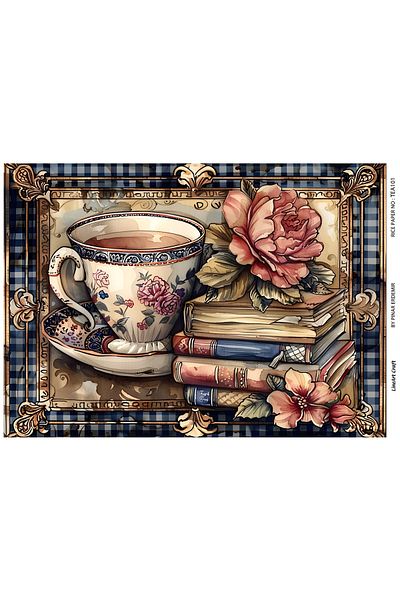 LİNEART Brass Patterned Lineart Decopage Paper - La-Tea101