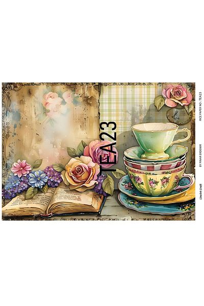 LİNEART Brass Patterned Lineart Decopage Paper - La-Tea23