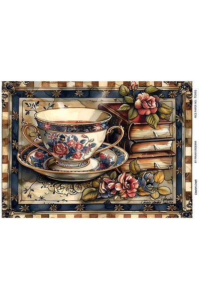 LİNEART Brass Patterned Lineart Decopage Paper - La-Tea95