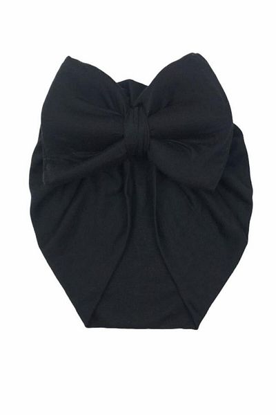 Orjin Baby Διπλή στρώση μονόχρωμο μαύρο βρεφικό καπό με φιόγκο