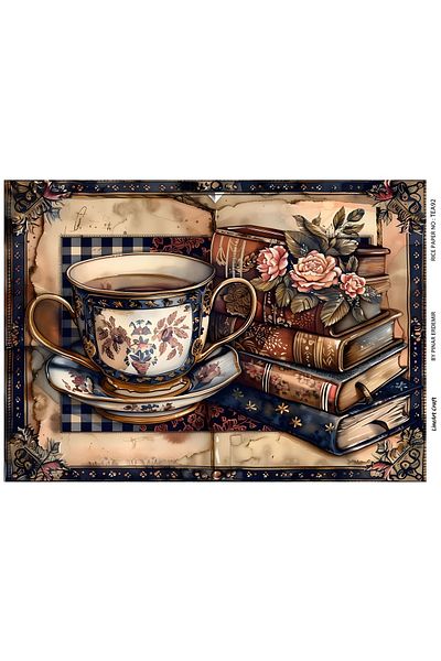 LİNEART Brass Patterned Lineart Decopage Paper - La-Tea92