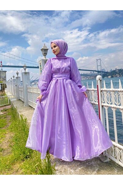 FEMA Kemerli Organze Abiye Elbise