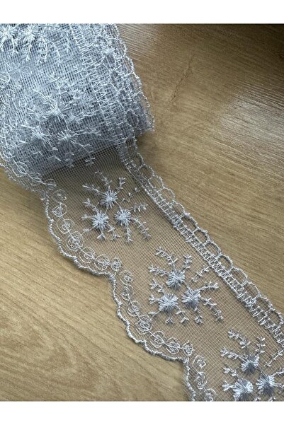 efem gipür Gray Lace Banded Market Towel - 8.5-9 Meters, 1 Ball, Table Cloth and Tablecloth Edge