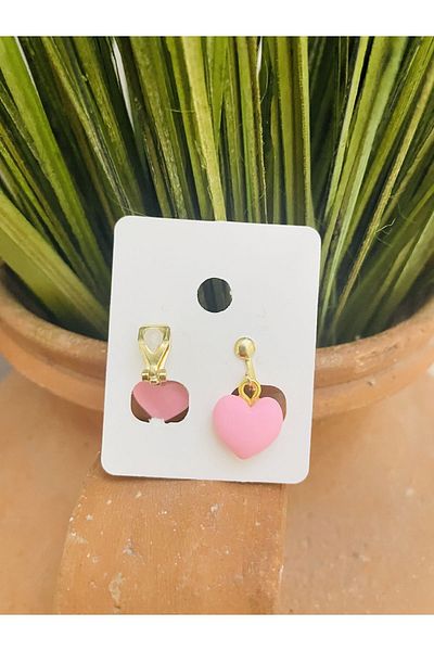 1PARÇAMAVİ Children's earrings with pincered heart clips - HOLE-FREE EARBUBS