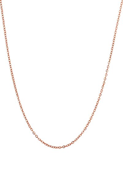 Huarz Gümüş Kadın Rose Ince Forse Zincir Gümüş Kolye 0.65mm