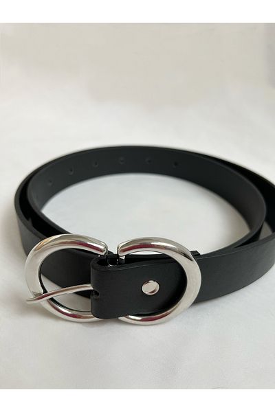 Caramel Butik Black Women's Belt with Silver Buckle