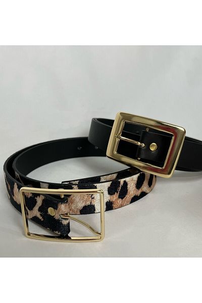 Caramel Butik Leopard Black Double Belt Set