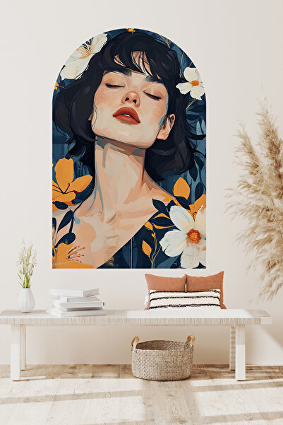 sanatıbedi Autocolant de perete cu flori pentru femei boeme - Boho oval