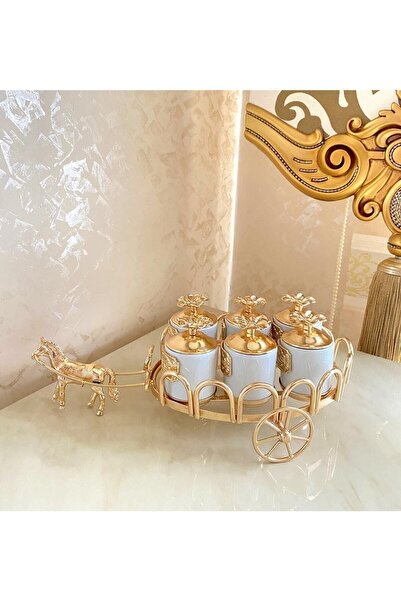 İmren Collection Horse Spice Shaker with Japanese Roses White Gold