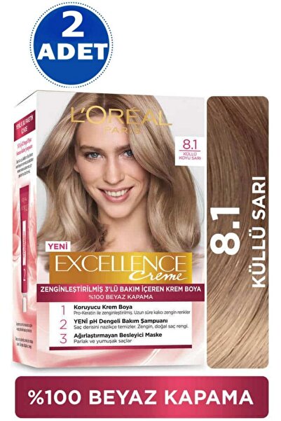 Excellence L'oréal Paris Creme Saç Boyası - 8.1 Küllü Koyu Sarı 2 Adet