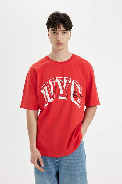 DeFacto Μπλουζάκι με κοντό μανίκι DFC - Crew Neck Print Comfort Fit