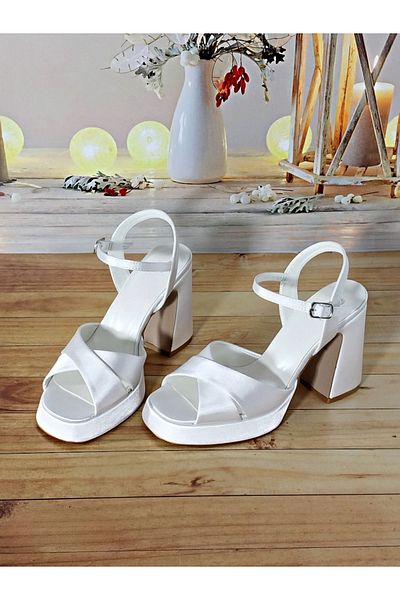 Modavien pantofi albi de dama cu platforma de 10 cm