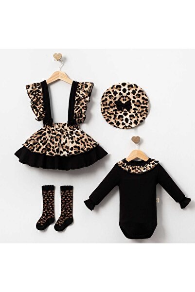 DIDuStore 4 Lü Leoparlı Çoraplı Kız Takım