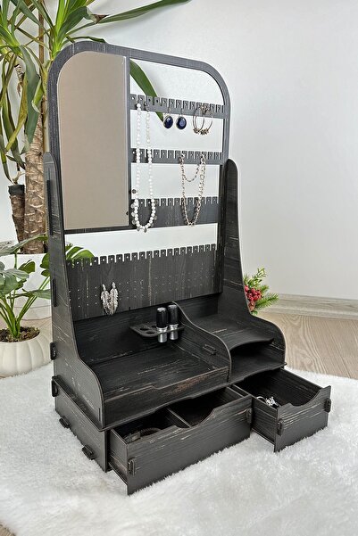 Genel Markalar TAKI ORGANİZER MAKYAJ AYNALI TAKI DÜZENLEYİCİ XL 2 ÇEKMECELİ ÇOK AMAÇLI TAKI KOZMETİK STAND