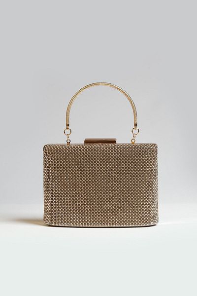 ROZA CANTA Γυναικείο βραδινό φόρεμα Clutch - Βραδινή τσάντα με χρυσή πέτρα