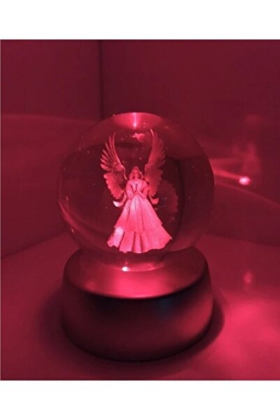 Genel Markalar Sevgililer Gününe Özel Melek Figürlü Cam Küre Led Işıklı Standlı