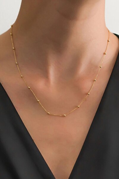 The Collection Çelik Kararmaz Kadın Toplu Zincir Model Altın Kaplama Ince Zar...