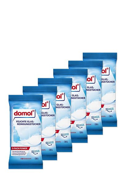 DOMOL Wet Cleaning Cloth 20pcs for Glass and Bright Surfaces (6 Pieces)