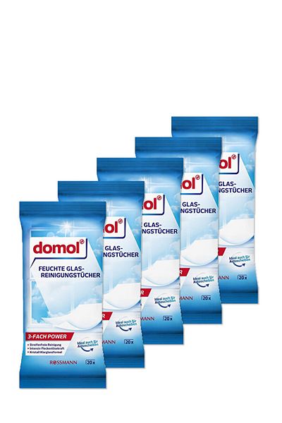 DOMOL Wet Cleaning Cloth 20pcs for Glass and Bright Surfaces (5 Pieces)