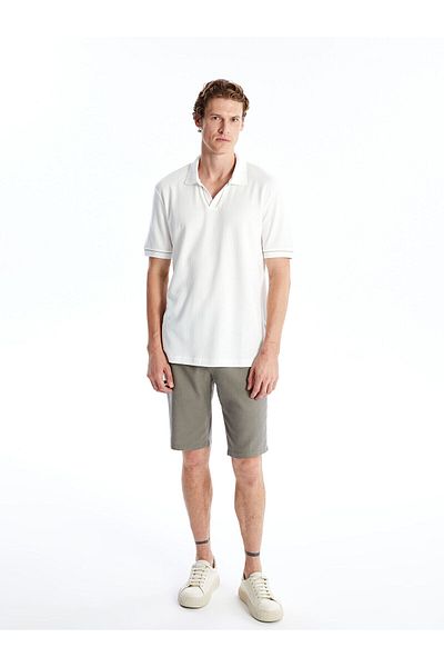 LC Waikiki LCW Herren-T-Shirt aus gekämmter Baumwolle mit Polokragen und kurzen Ärmeln