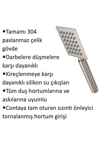 Ahlez Paslanmaz 304 Çelik Kireç Kırıcı Sistemli Duş Başlığı El Duşu