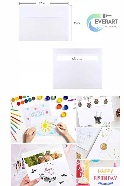 everart Mektup Zarfı,davetiye Zarfı Beyaz 11,4x16,2cm Buklet 500 Adet
