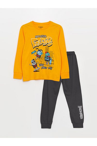 LC Waikiki Boy's Pajamas Set - Lcw, Crew Neck, Printed, Long Sleeve