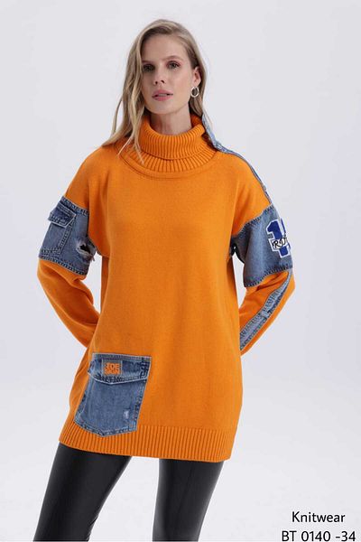 RE DESIGN Denim Detail Knitwear Sweater