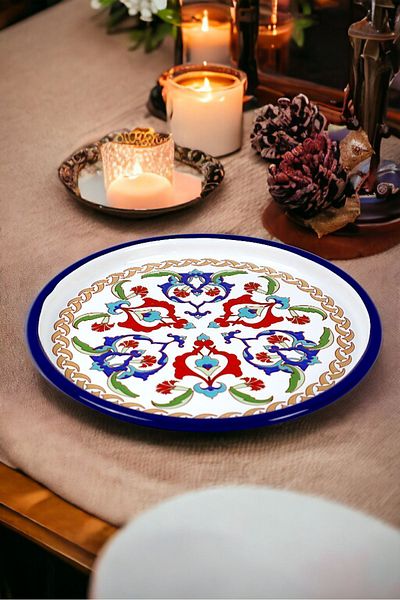 İnci Emaye 22No Presentation Tray - Single Service Tray - Coffee Tray - Plate - Presentation Plate - Service Plate - Dowry